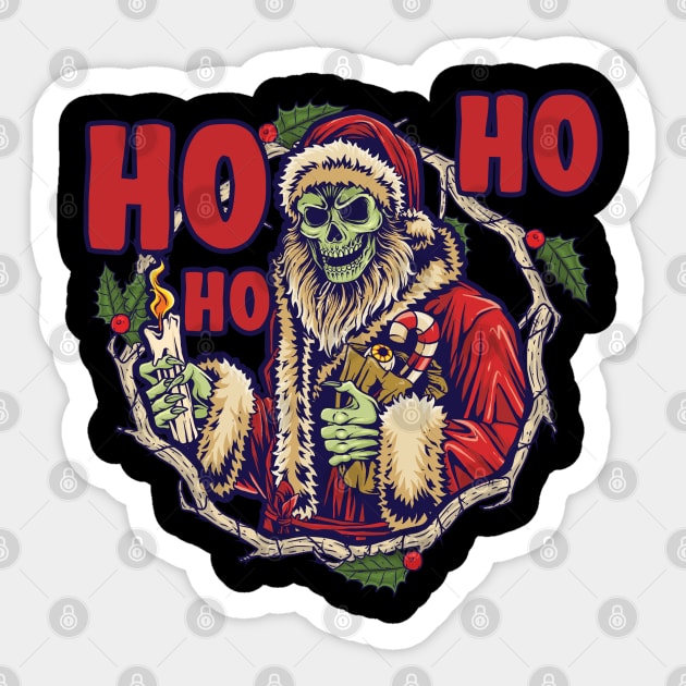 Ho Ho Ho Scary Santa Skeleton Christmas Skull Sticker by creative